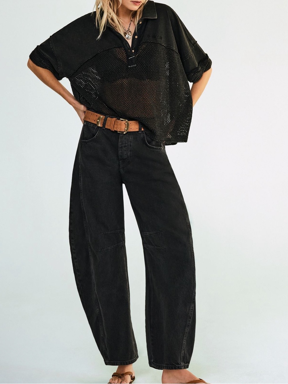 We the free good luck mid-rise barrel jeans color: soundwave size 24